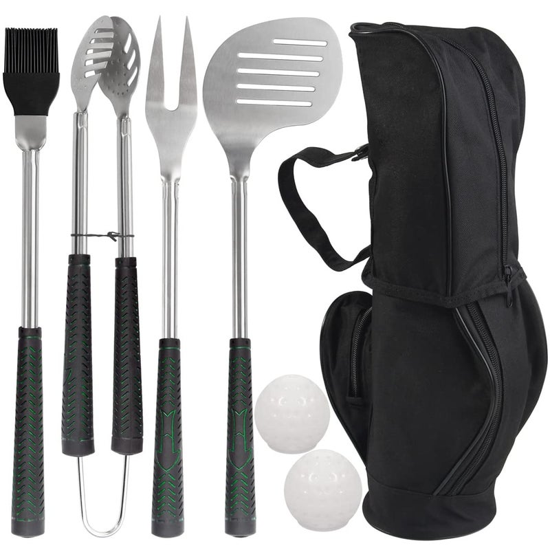 POLIGO 7PCS Golf-Club Style BBQ Tools Set Grilling Tools with Rubber Handle - Stainless Steel Grill Accessories for Outdoor Grill Set Premium Grill Utensils Set Christmas Birthday Gifts for Men Dad - Image 1